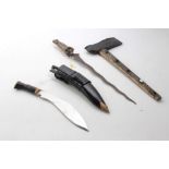 Gurkha military Kukri dated 1983 in sheath and a kris in sheath (2)