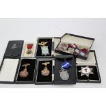 Collection of 15 Masonic jewels and pins in various cases