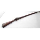 19th century Indian trade percussion musket with walnut stock and steel ramrod 58 cm