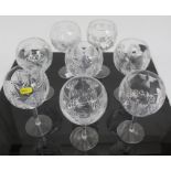 8 Waterford glasses of same shape and varying patterns