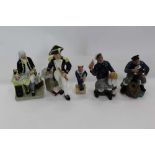 Five Royal Doulton figures - The Captain HN2260, Captain Cook HN2889, The Lobster Man HN2317, Song O