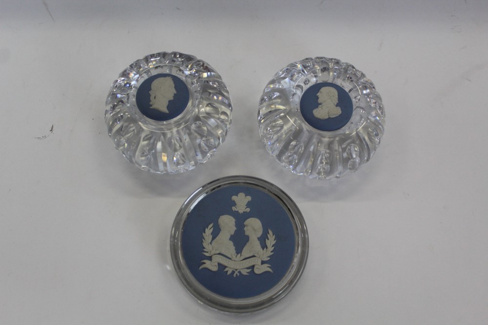Three Wedgwood Jasperware cut crystal paperweights inset with plaques (3) - Image 2 of 2