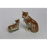 Two Royal Crown Derby paperweights- Leopardess and Leopard Cub