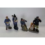 Four Royal Doulton figures - The Wizard HN2877, Sea Harvest HN2257, All Aboard HN2940 and The Parisi