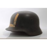 Second World War Nazi M40 pattern steel helmet in grey painted finish, with luminous painted 'U' to