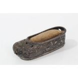 19th century Chinese silver pin cushion in the form of a slipper