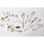 Collection of 17 items of Danish silver and white metal spoons to include 830 standard and sterling