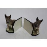 Pair 1930s Goldscheider dog bookends