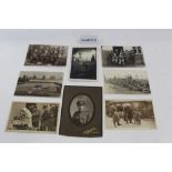 Postcards - good quantity of WW1 military real photographic cards, identified camps and groups, tren