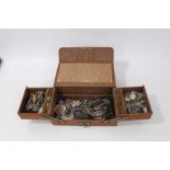 Jewellery box containing antique and later silver and white metal jewellery