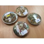 Four Prattware pot lids including Contrast and The Residence of Anne Hathaway