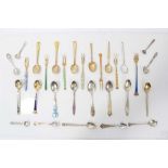 Collection of Danish silver gilt and enamel spoons and similar items