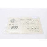 G.B. - Black and white Five Pound note, signature: P.S. Beale, London 20 August 1951, prefix V49, GV