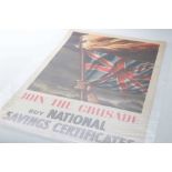 Second World War Savings poster- Join the crusade, buy national savings certificates. Issued by Nati