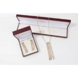 Silver tassel pendant necklace and matching pair earrings, boxed