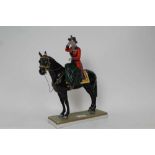 Good quality Sitzendorf figure - Queen Elizabeth II Trooping the colour on plinth base