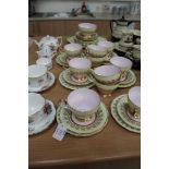 Hammersley fine bone china tea-for-two set with floral decoration, comprising small teapot, two cups