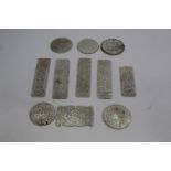 Group of ten late 18th / early 19th century Chinese carved mother of pearl gaming counters