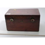 Antique mahogany Royal Navy transit case with painted lettering Admiralty H.O. 73, 22.5cm in length