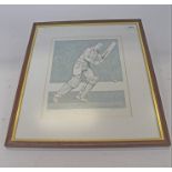 Signed print of David Gower together with four Vanity Fair Spy prints (5 items)