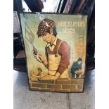 Large 20th century hand painted pub sign depicting a Builder- 'The Bricklayers Arms'