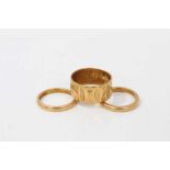 Three 22ct gold wedding rings