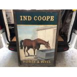 Large 20th century hand painted Ind Coope pub sign depicting a Horse drinking- 'Horse & Well'