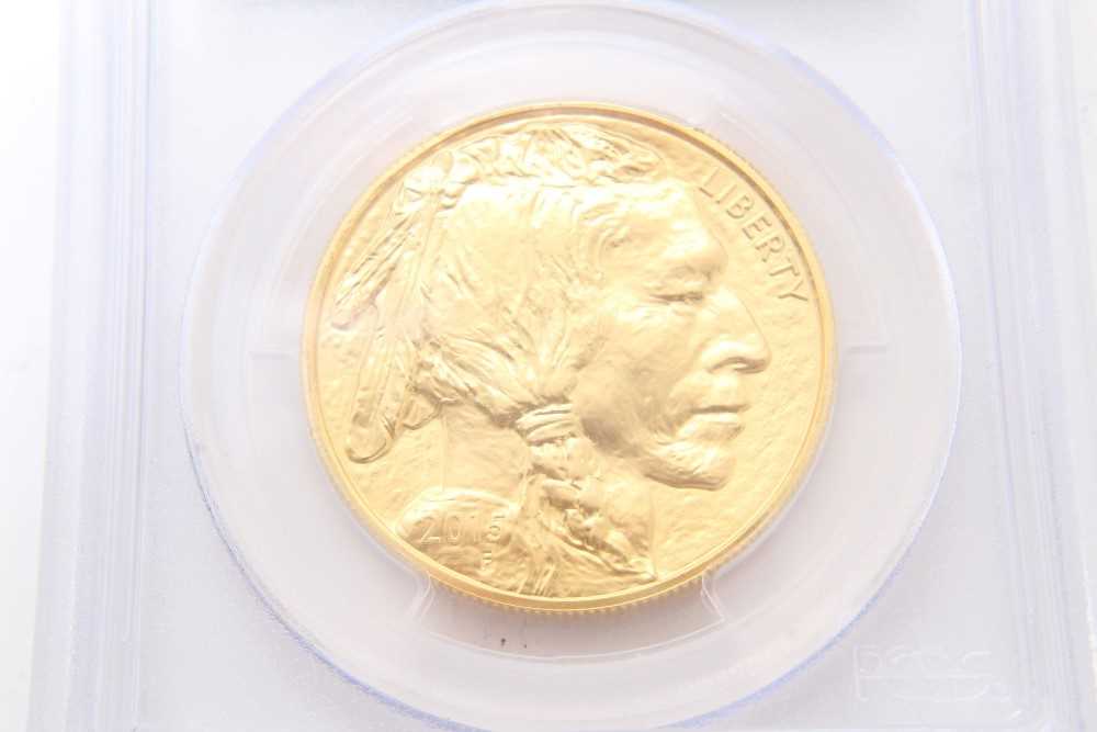 USA - Gold American Buffalo 50 Dollars 1oz fine gold 2015 (N.B. 'First Strike' sealed in plastic cas - Image 2 of 4