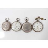 Victorian silver full hunter pocket watch (London 1888) together with another (Birmingham 1883) and