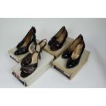 Ladies vintage British Shoes, leather, suede and patent high heels.