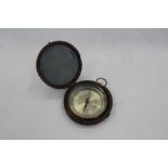 Victorian lacquered brass pocket compass with silvered dial by Stanley London, in fitted leather cas