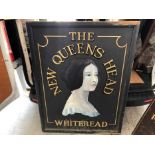 Large 20th century hand painted Whitbreads pub sign- 'The New Queens Head'