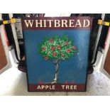 Large 20th century hand painted Whitbreads pub sign- 'The Apple Tree'