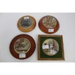 Four Prattware pot lids including On Guard and The Times