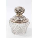 Edwardian cut glass scent bottle with silver top and mount (Birmingham 1906)