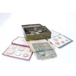 World - Mixed coinage & banknotes to include early silver coinage (N.B. some holed & mounted) & othe