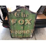 Large early 20th century hand painted Ridleys pub sign- 'The Fox & Hounds'