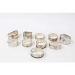 Ten silver napkin ring various