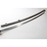 19th century French- style light cavalry sabre with brass three bar hilt and steel scabbard and anot