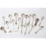 Collection of 18 Danish silver and white metal spoons to include Jensen, caddy spoons and christenin