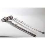Two Victorian 1827 Pattern Rifle Regiment Officers' swords , one with steel scabbard and the other w