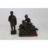 Two French spelter military figures