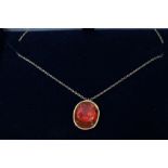 18ct gold fire opal pendant on chain