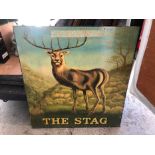 Large 20th Century Hand Painted Pub Sign 'The Stag'