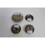 Four Prattware pot lids including Charing Cross and Blind Man's Bluff