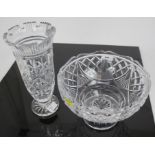 Waterford Crystal fruit bowl on pedestal foot, together with a Waterford Crystal vase (2)