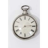 Georgian silver pair cased pocket watch