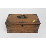 Edwardian oak cigar box with brass fittings