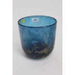 Isle of Wight blue and gold Azurene glass vase 17cm high, 16cm diameter