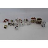 Twelve Royal Crown Derby paperweights including Puppy, Scruff, Bunny, Owlet and Tree Frog plus a Roy